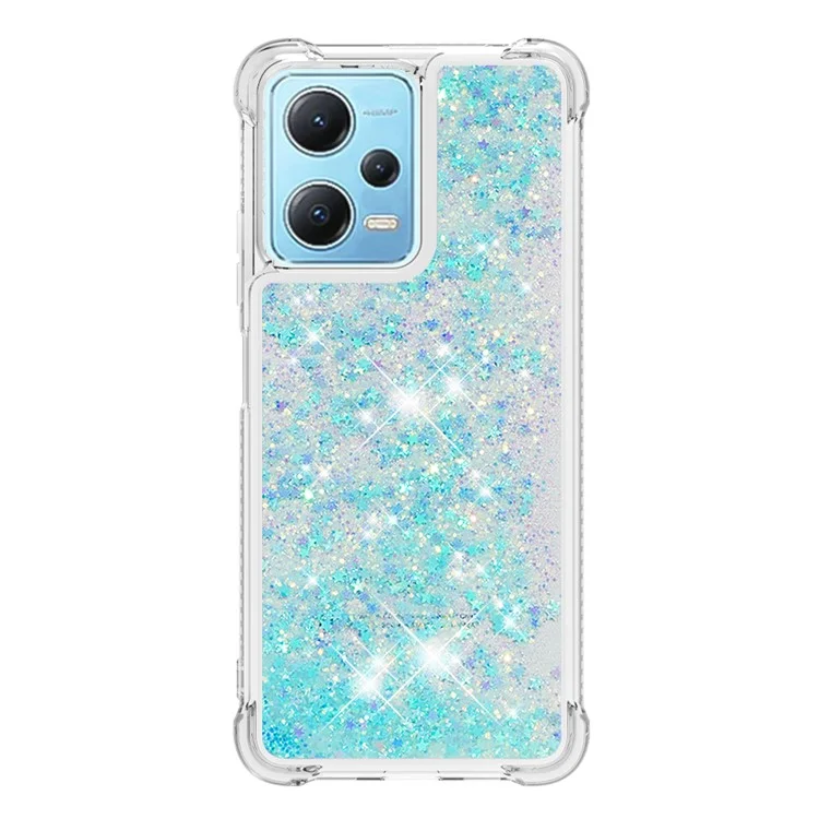YB Quicksand Series-1 für Xiaomi Redmi Note 12 4G Glitter Flowing Liquid Case Soft TPU Stoßfeste Handyhülle - Blau / Pentagramm