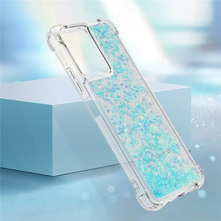 YB Quicksand Series-1 für Xiaomi Redmi Note 12 4G Glitter Flowing Liquid Case Soft TPU Stoßfeste Handyhülle - Blau / Pentagramm