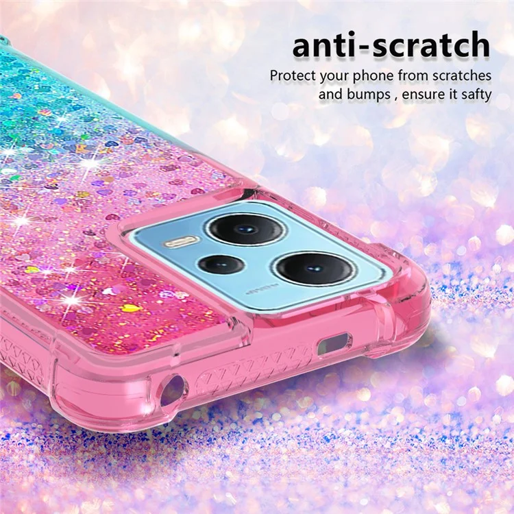 YB Quicksand Series-3 per Xiaomi Redmi Note 12 4G Gradient Flowing Liquid Case Shockproof TPU Phone Cover - Rosa+Azzurro Cielo