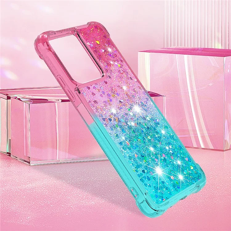YB Quicksand Series-3 per Xiaomi Redmi Note 12 4G Gradient Flowing Liquid Case Shockproof TPU Phone Cover - Rosa+Azzurro Cielo