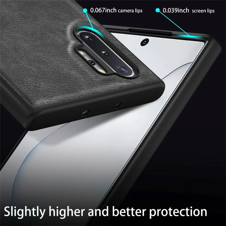 For Samsung Galaxy Note 10 Plus 5G Retro Mobile Phone Case Leather Coated TPU+PC Cover - Black