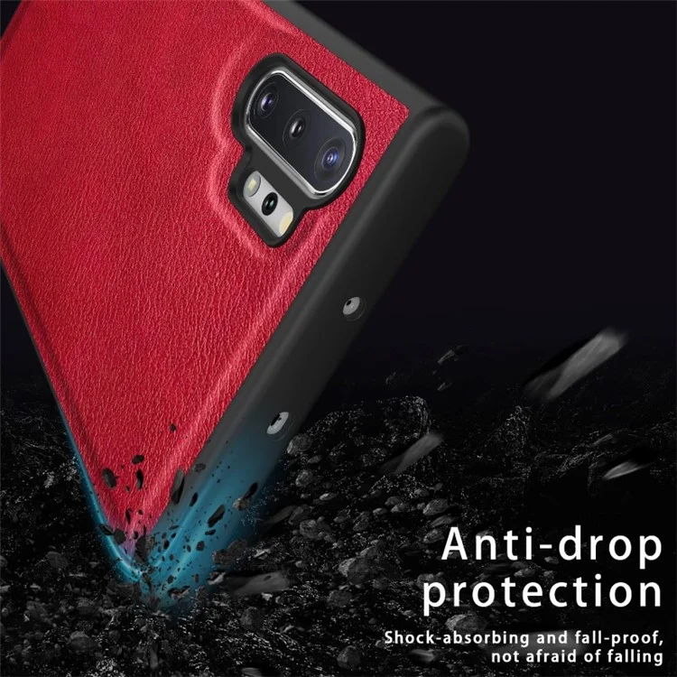 For Samsung Galaxy Note 10 Plus 5G Retro Mobile Phone Case Leather Coated TPU+PC Cover - Black