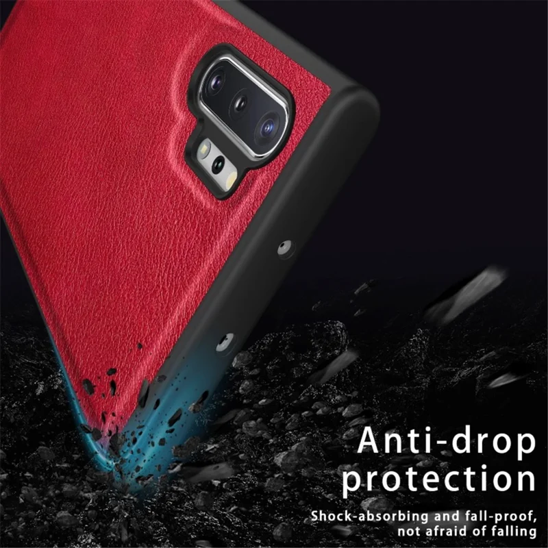 For Samsung Galaxy Note 10 Plus 5G Retro Mobile Phone Case Leather Coated TPU+PC Cover - Blue