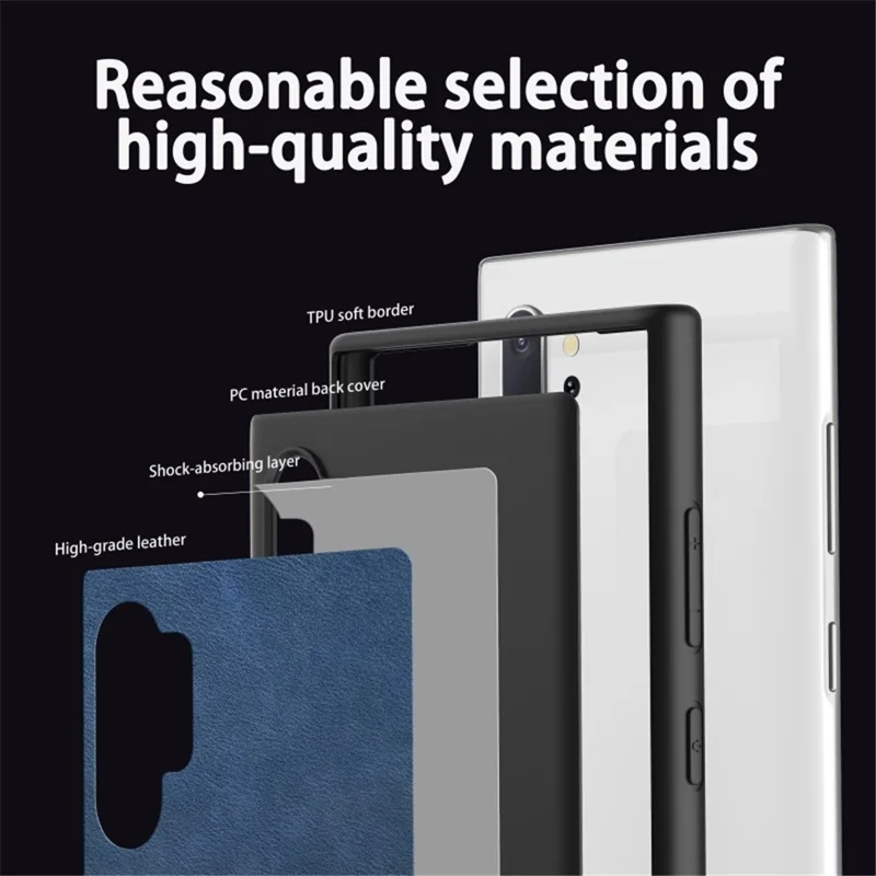 For Samsung Galaxy Note 10 Plus 5G Retro Mobile Phone Case Leather Coated TPU+PC Cover - Blue
