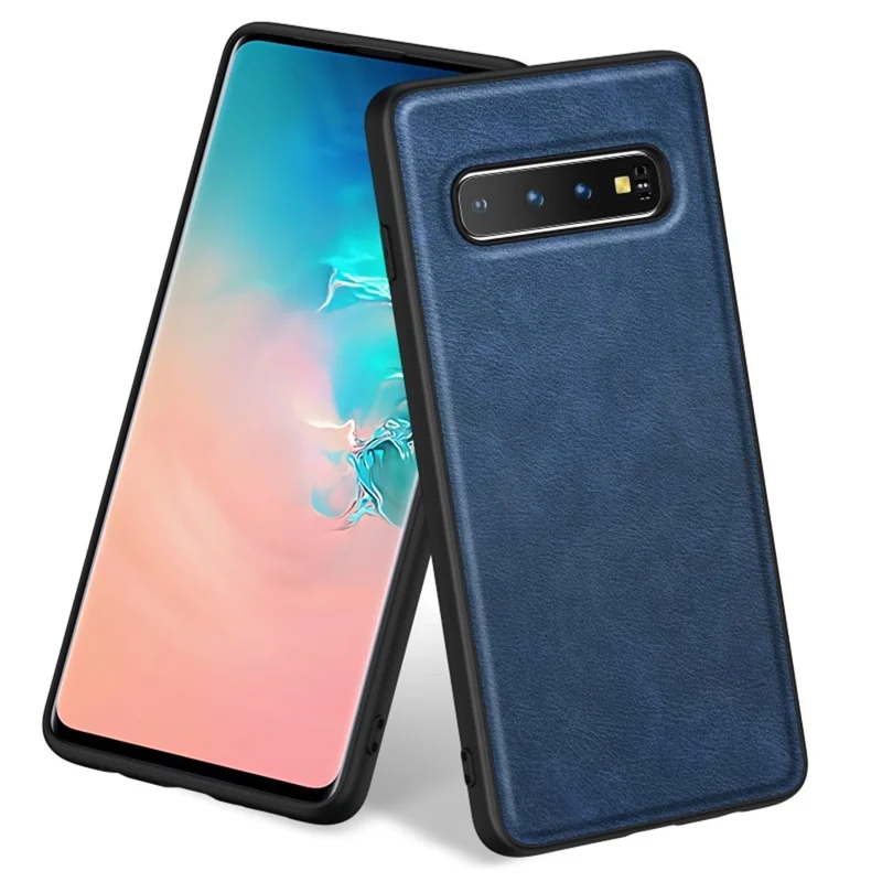 For Samsung Galaxy S10 5G PU Leather+TPU+PC Phone Case Solid Color Retro Anti-drop Cover - Blue