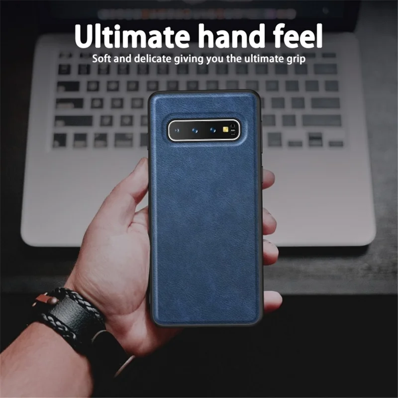 For Samsung Galaxy S10 5G PU Leather+TPU+PC Phone Case Solid Color Retro Anti-drop Cover - Blue