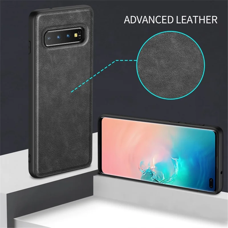 Custodia per telefono per Samsung Galaxy S10 Plus, Retro Back Cover in PU Leather Coated TPU+PC - Marrone
