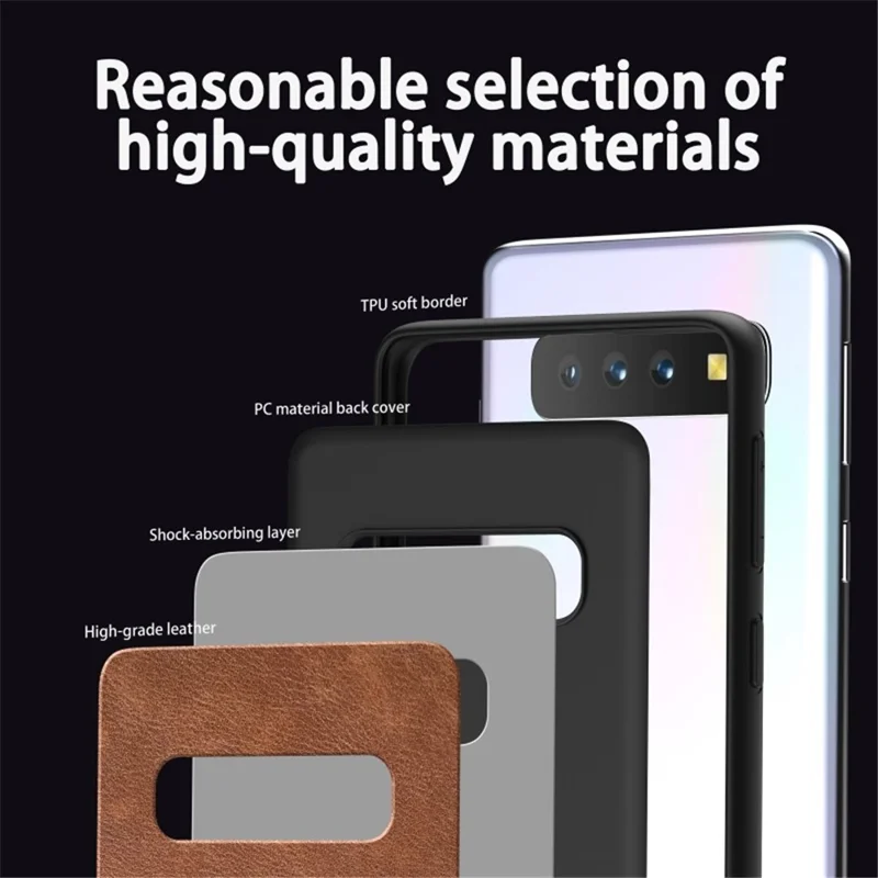 Custodia per telefono per Samsung Galaxy S10 Plus, Retro Back Cover in PU Leather Coated TPU+PC - Marrone