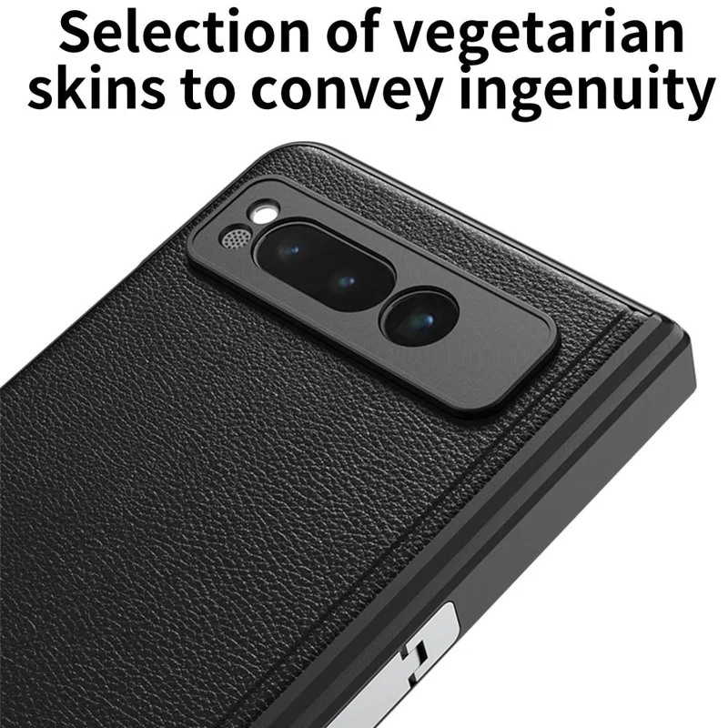 For Google Pixel Fold Magnetic Hinge Protection Phone Case PU Leather+PC Cover with Tempered Glass Film - Leather Texture / Green