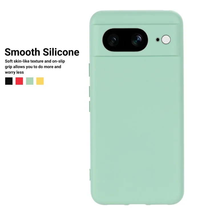 Pour Google Pixel 8 Anti-Fingerprint Cell Phone Case Liquid Silicone+Soft Lining Phone Case Back Cover - Vert