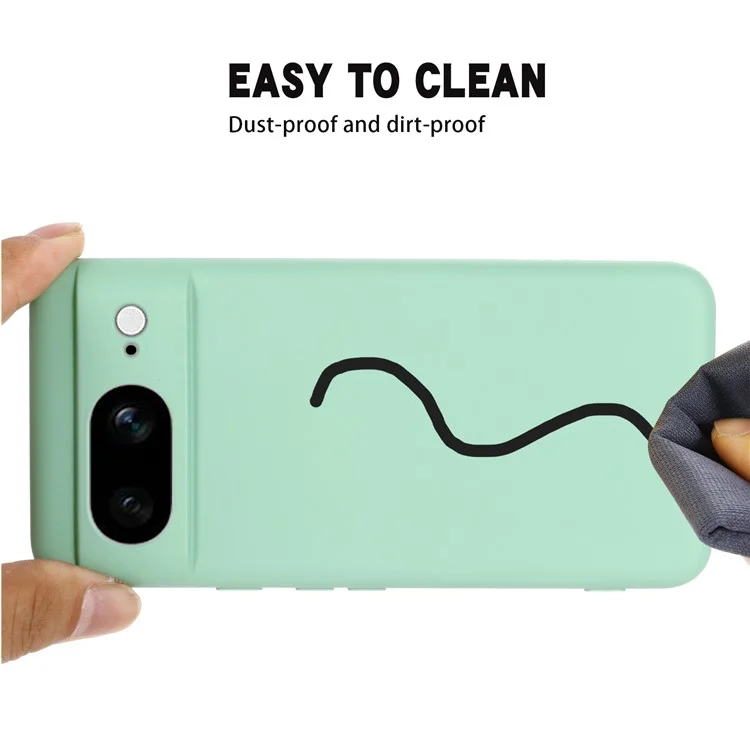 Pour Google Pixel 8 Anti-Fingerprint Cell Phone Case Liquid Silicone+Soft Lining Phone Case Back Cover - Vert