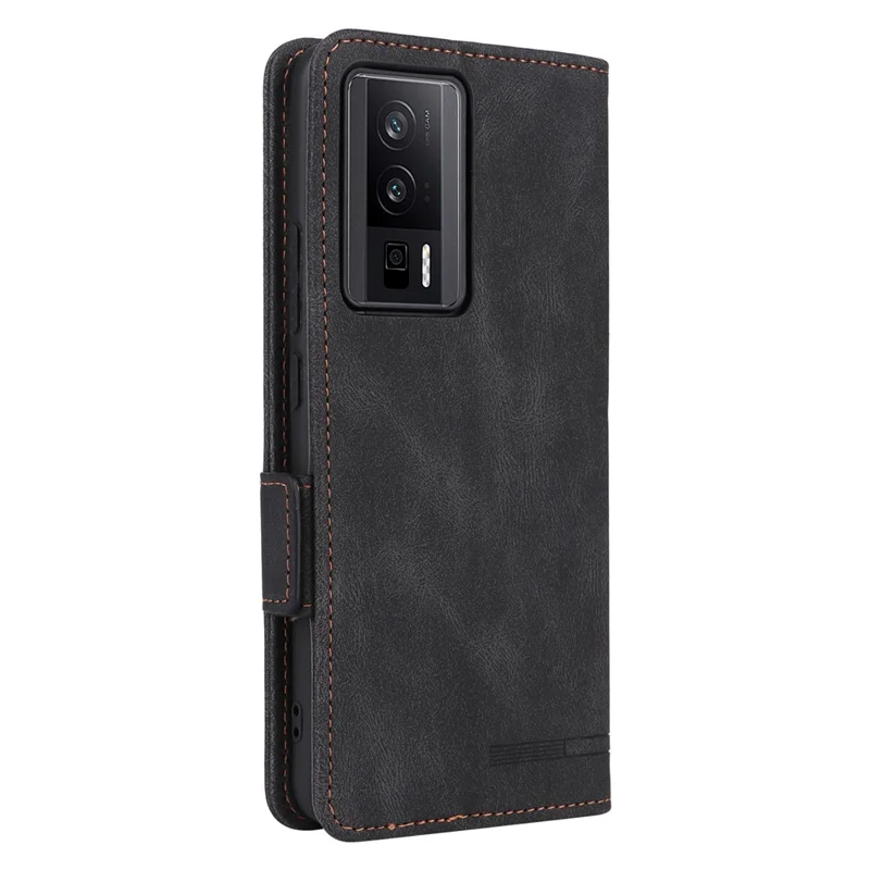 For Xiaomi Poco F5 Pro 5G / Redmi K60 Pro 5G / K60 5G Shockproof Phone Case Hardware Decor Stand Wallet PU Leather Cover - Black