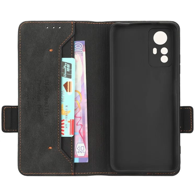 For Xiaomi Redmi Note 12S 4G Dustproof Phone Case Hardware Decor Stand Cover Wallet PU Leather Shell - Black