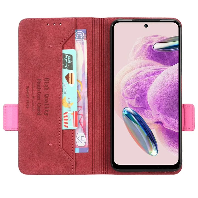 For Xiaomi Redmi Note 12S 4G Dustproof Phone Case Hardware Decor Stand Cover Wallet PU Leather Shell - Rose