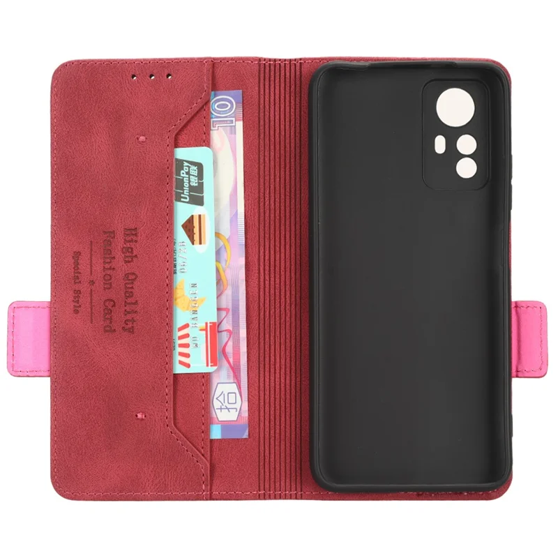 For Xiaomi Redmi Note 12S 4G Dustproof Phone Case Hardware Decor Stand Cover Wallet PU Leather Shell - Rose