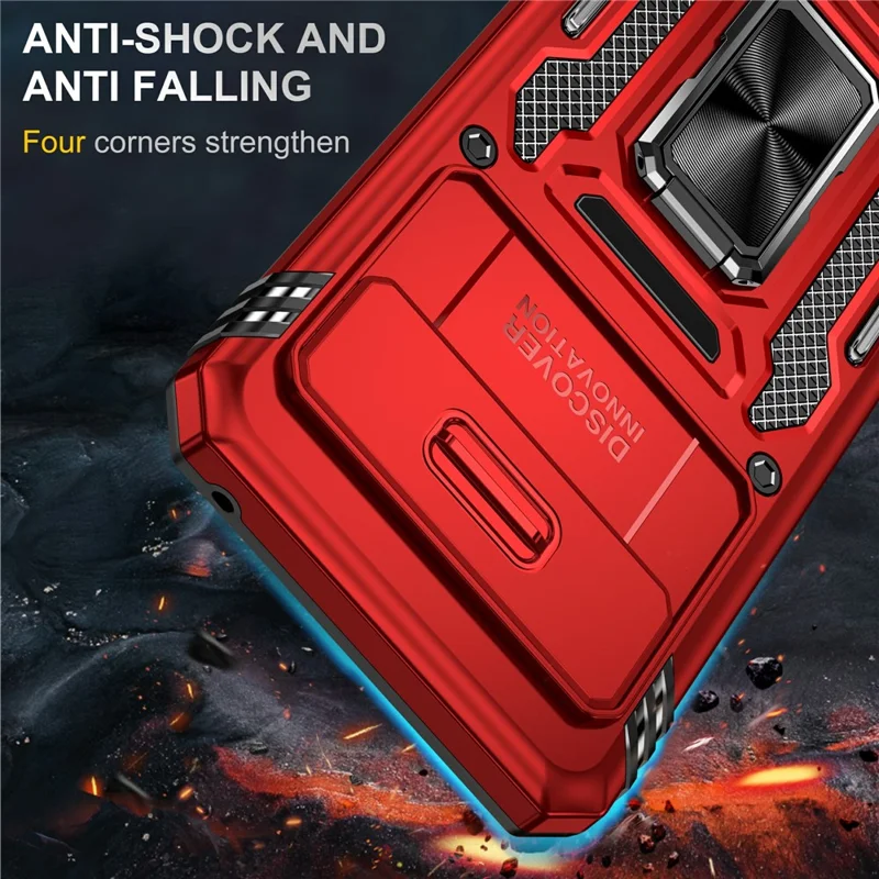 For Google Pixel 8 Pro Armor Series Kickstand Phone Case Slide Camera Protection PC + TPU Cover - Red