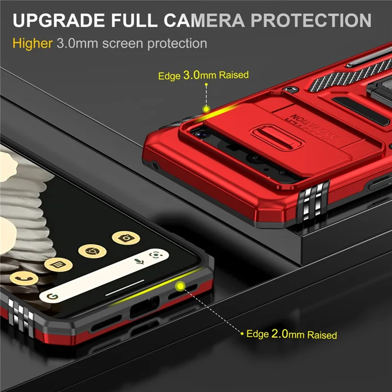 For Google Pixel 8 Pro Armor Series Kickstand Phone Case Slide Camera Protection PC + TPU Cover - Red