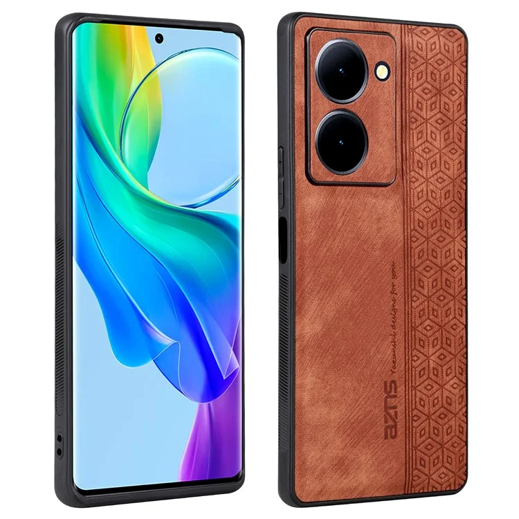 AZNS For vivo Y78 5G Funda de teléfono móvil Funda de piel de imitación + TPU con estampado Funda protectora antiara ñazos - Marrón