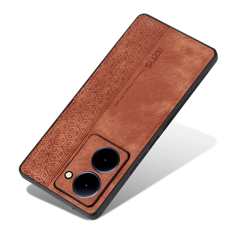 AZNS For vivo Y78 5G Funda de teléfono móvil Funda de piel de imitación + TPU con estampado Funda protectora antiara ñazos - Marrón