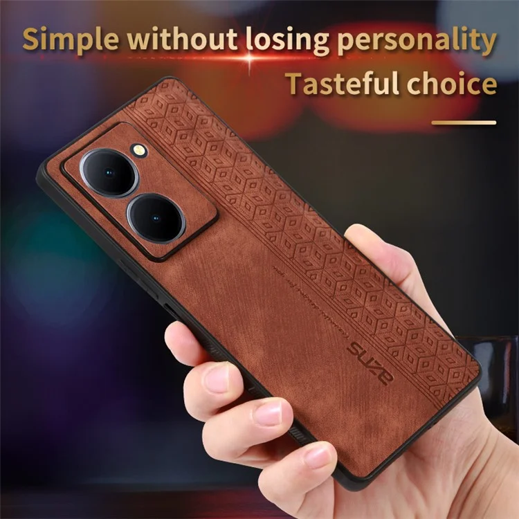 AZNS For vivo Y78 5G Funda de teléfono móvil Funda de piel de imitación + TPU con estampado Funda protectora antiara ñazos - Marrón