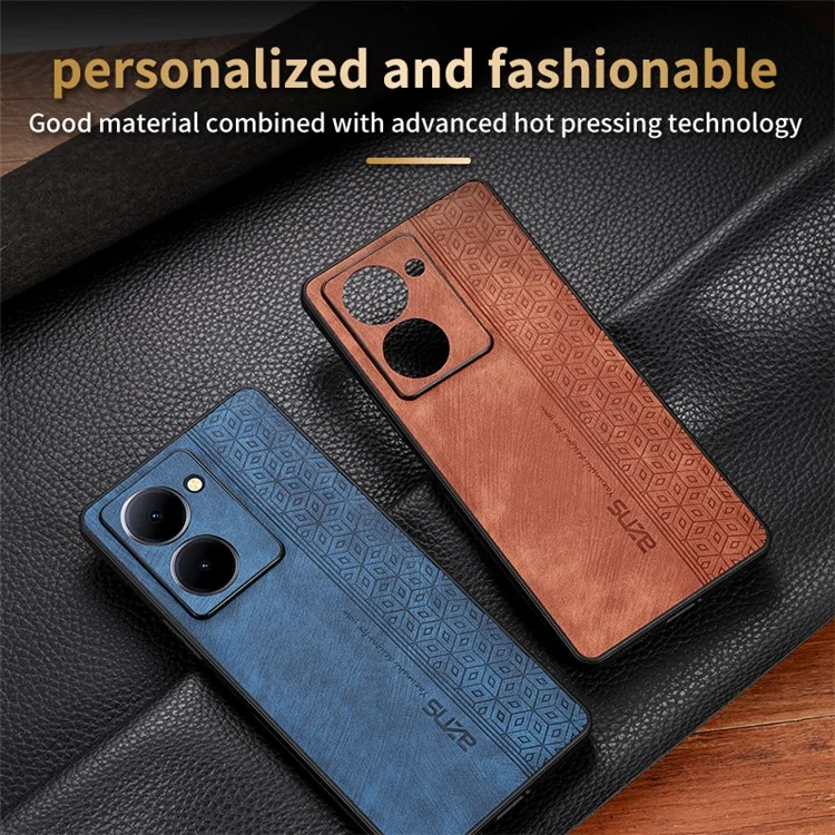 AZNS For vivo Y78 5G Funda de teléfono móvil Funda de piel de imitación + TPU con estampado Funda protectora antiara ñazos - Marrón