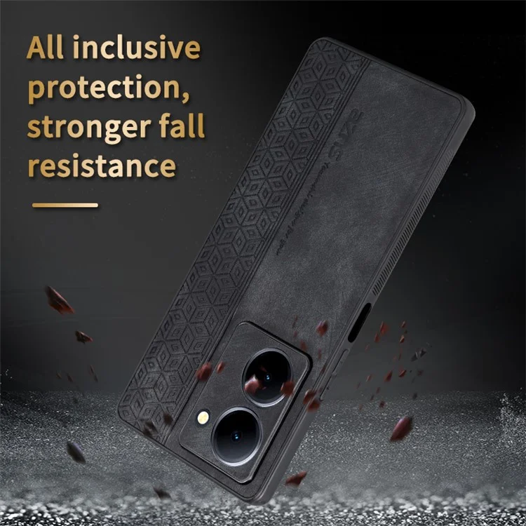 AZNS For vivo Y78 5G Funda de teléfono móvil Funda de piel de imitación + TPU con estampado Funda protectora antiara ñazos - Marrón