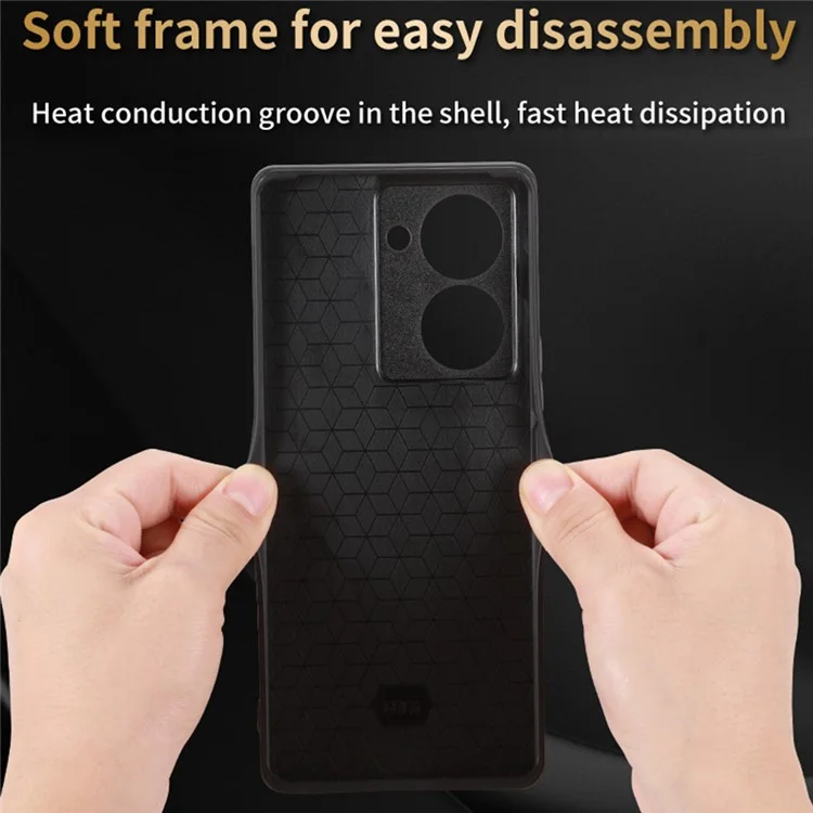 AZNS For vivo Y78 5G Funda de teléfono móvil Funda de piel de imitación + TPU con estampado Funda protectora antiara ñazos - Marrón