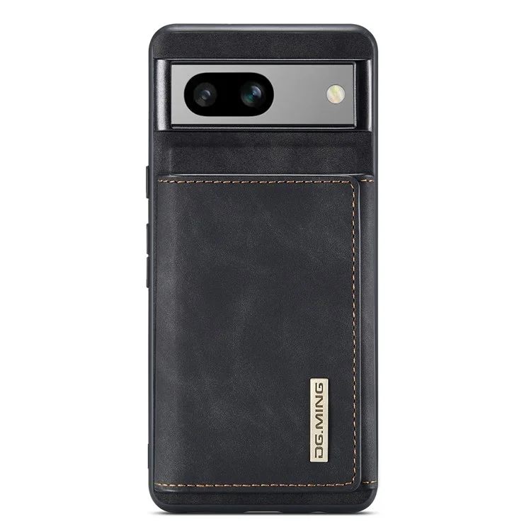 DG.MING M1 Series For Google Pixel 7a Detachable Magnetic Wallet Kickstand Phone Case PC+TPU+PU Leather Back Cover - Black