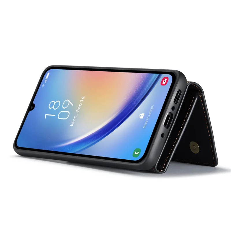 DG.MING M1 Series For Samsung Galaxy A34 5G PC+TPU+PU Leather Anti-drop Cover Magnetic Wallet Kickstand Phone Case - Black