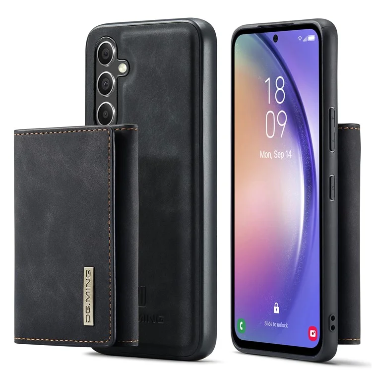 DG.MING M1 Series For Samsung Galaxy A14 5G / A14 4G Funda de Cartera Magnética con Soporte para Teléfono Carcasa Trasera de PC+TPU Recubierta de Cuero - Negro