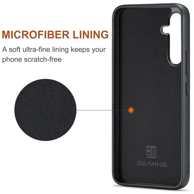 DG.MING M1 Series For Samsung Galaxy A14 5G / A14 4G Funda de Cartera Magnética con Soporte para Teléfono Carcasa Trasera de PC+TPU Recubierta de Cuero - Negro