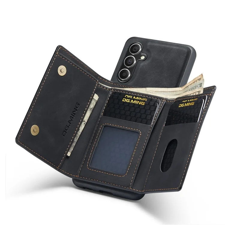 DG.MING M1 Series For Samsung Galaxy A14 5G / A14 4G Funda de Cartera Magnética con Soporte para Teléfono Carcasa Trasera de PC+TPU Recubierta de Cuero - Negro