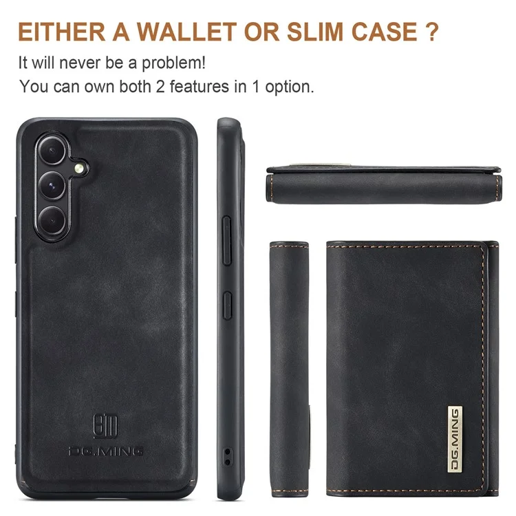 DG.MING M1 Series For Samsung Galaxy A14 5G / A14 4G Funda de Cartera Magnética con Soporte para Teléfono Carcasa Trasera de PC+TPU Recubierta de Cuero - Negro