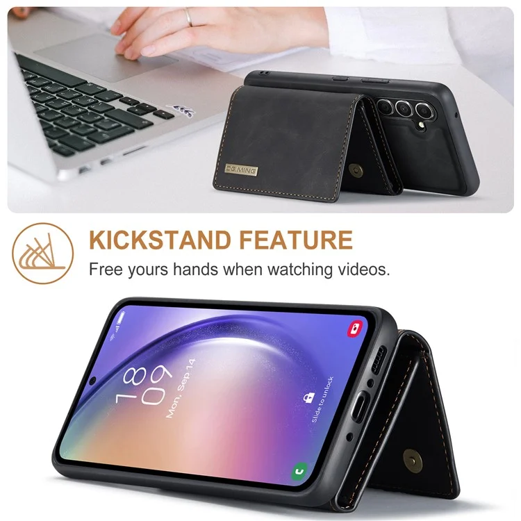 DG.MING M1 Series For Samsung Galaxy A14 5G / A14 4G Funda de Cartera Magnética con Soporte para Teléfono Carcasa Trasera de PC+TPU Recubierta de Cuero - Negro