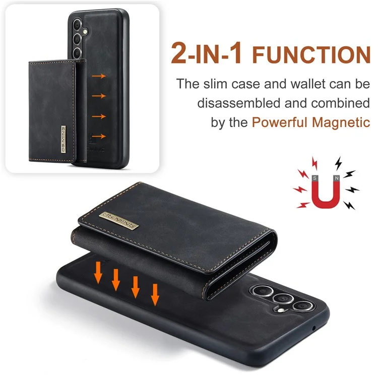 DG.MING M1 Series For Samsung Galaxy A14 5G / A14 4G Funda de Cartera Magnética con Soporte para Teléfono Carcasa Trasera de PC+TPU Recubierta de Cuero - Negro