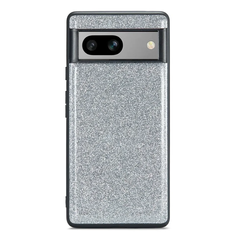 DG.MING M3 Series For Google Pixel 7a Glittery PU Leather Coated PC+TPU Back Case with Magnetic Detachable Wallet - Silver