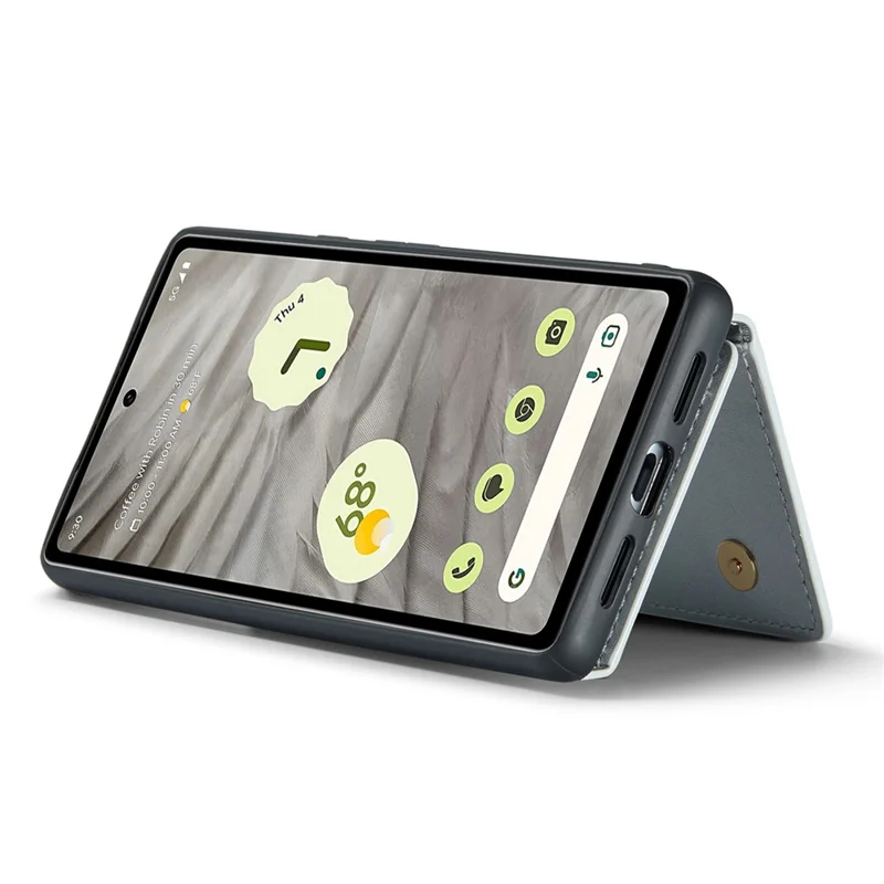 DG.MING M3 Series For Google Pixel 7a Glittery PU Leather Coated PC+TPU Back Case with Magnetic Detachable Wallet - Silver