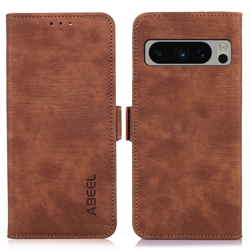 ABEEL For Google Pixel 8 Pro Leather Phone Case Retro Phone Cover with Stand Wallet - Brown