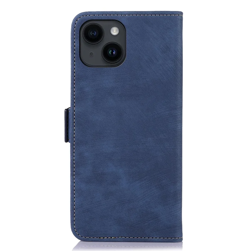 ABEEL Retro Texture PU Leather Case for iPhone 14 , Stand Wallet Full Protection Phone Cover - Blue