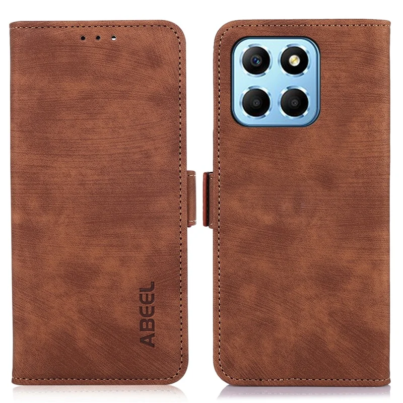 ABEEL For Honor X8 5G / 70 Lite 5G Retro Wallet Phone Case PU Leather Stand Phone Cover - Brown