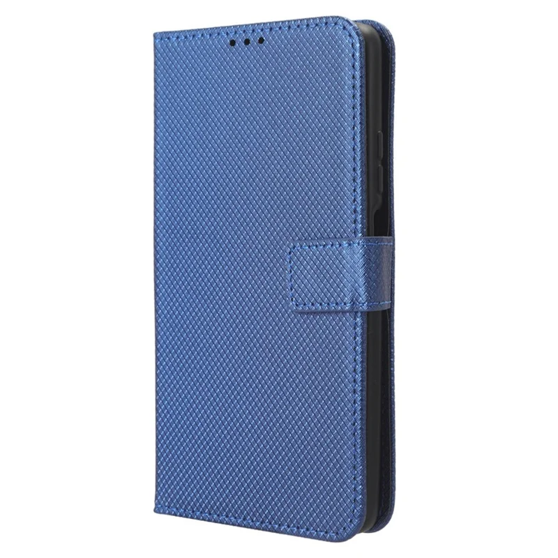 For ZTE Blade V41 Smart / A72s / Optus X Max Anti-Dust Phone Shell PU Leather Phone Case Stand Wallet Diamond Texture Cover - Blue