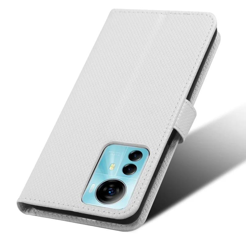 For ZTE Blade V41 Smart / A72s / Optus X Max Anti-Dust Phone Shell PU Leather Phone Case Stand Wallet Diamond Texture Cover - White