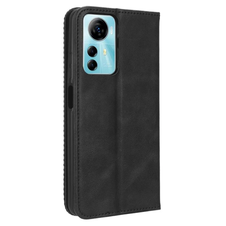 PU Leather Case for ZTE Blade V41 Smart / A72s / Optus X Max Shockproof Retro Stand Wallet Phone Cover - Black