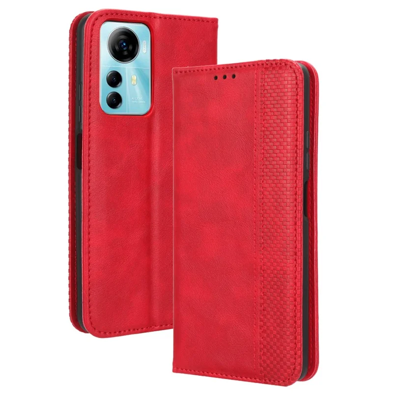PU Leather Case for ZTE Blade V41 Smart / A72s / Optus X Max Shockproof Retro Stand Wallet Phone Cover - Red