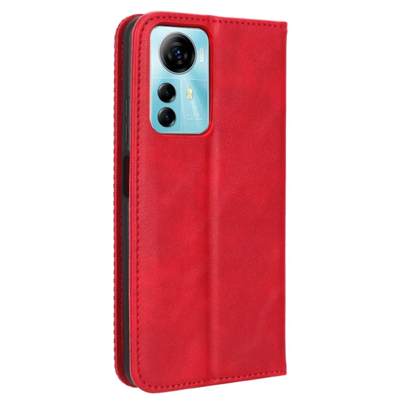 PU Leather Case for ZTE Blade V41 Smart / A72s / Optus X Max Shockproof Retro Stand Wallet Phone Cover - Red