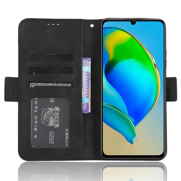 For ZTE Blade V41 Smart / A72s / Optus X Max PU Leather Wallet Multiple Card Slots Phone Case Stand Phone Cover - Black