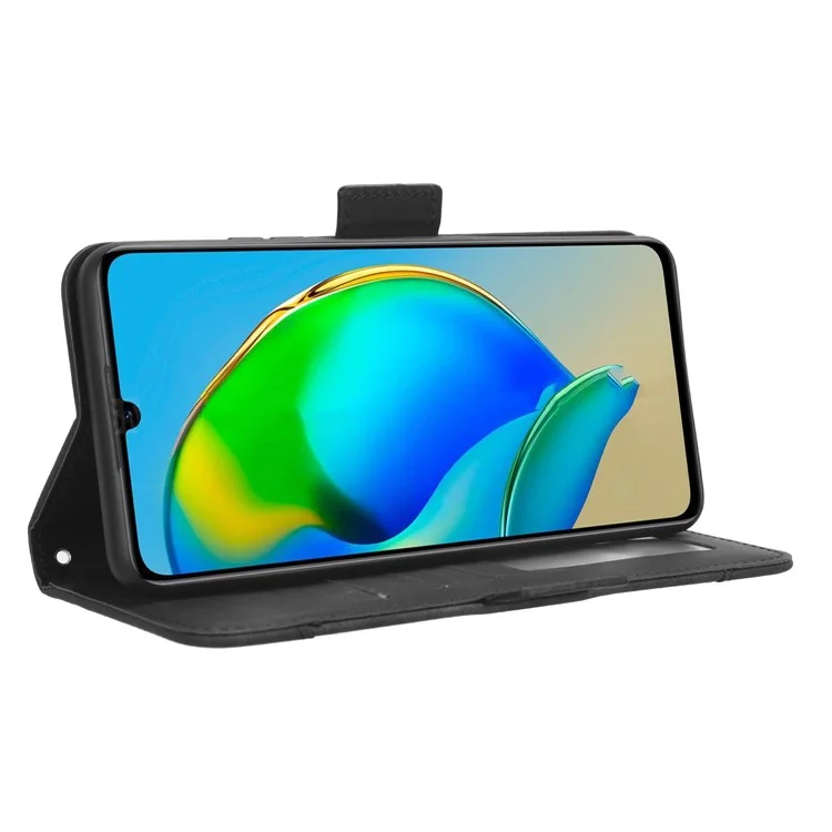For ZTE Blade V41 Smart / A72s / Optus X Max PU Leather Wallet Multiple Card Slots Phone Case Stand Phone Cover - Black