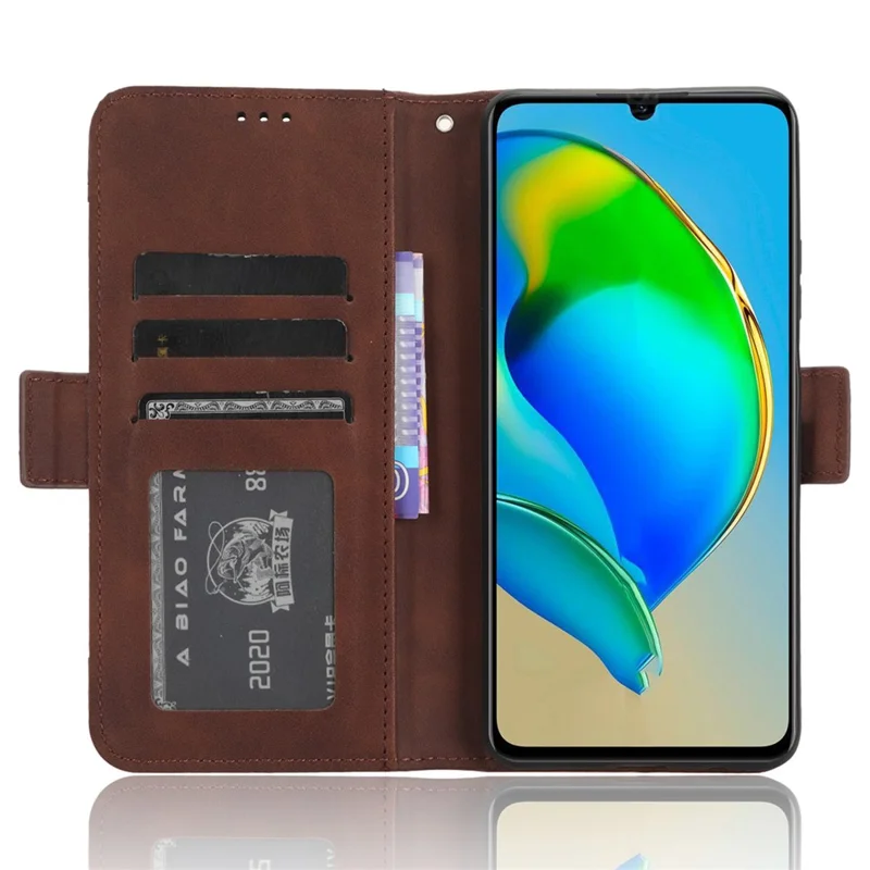 For ZTE Blade V41 Smart / A72s / Optus X Max PU Leather Wallet Multiple Card Slots Phone Case Stand Phone Cover - Brown