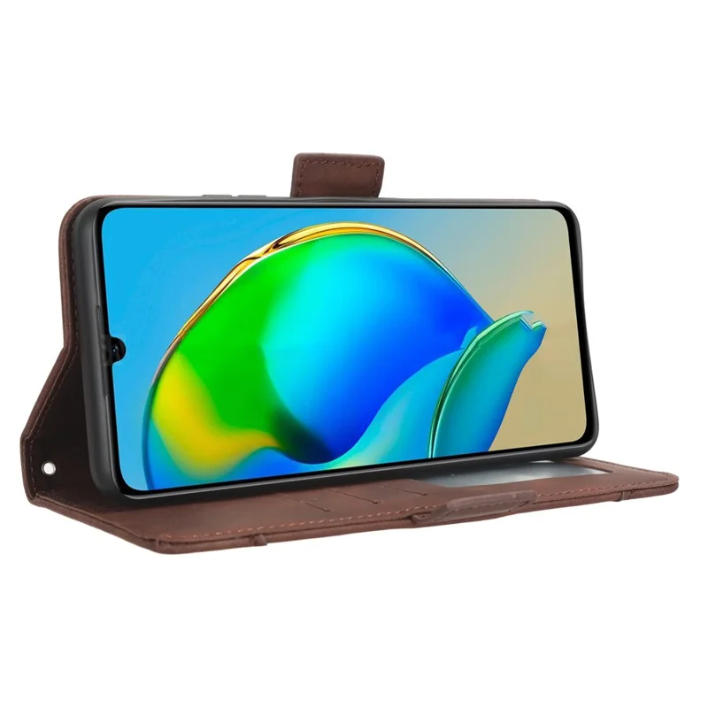For ZTE Blade V41 Smart / A72s / Optus X Max PU Leather Wallet Multiple Card Slots Phone Case Stand Phone Cover - Brown