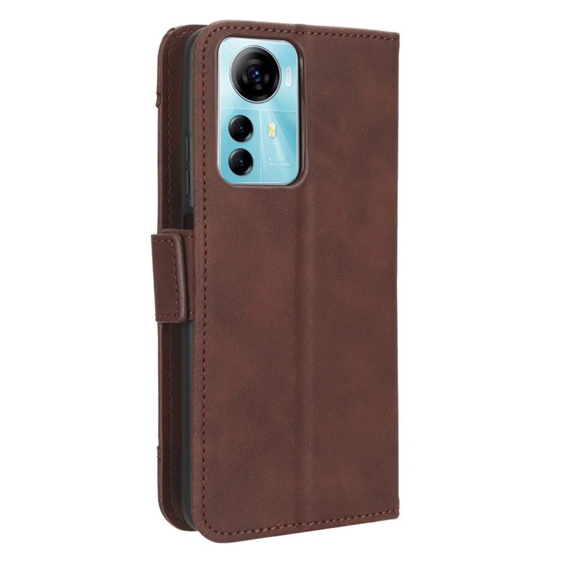 For ZTE Blade V41 Smart / A72s / Optus X Max PU Leather Wallet Multiple Card Slots Phone Case Stand Phone Cover - Brown